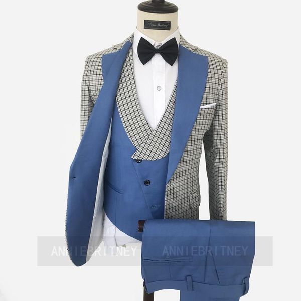 men's suits & blazers latest plaid wedding groom suit set slim fit prom dinner party men tuxedo blazer custom man jacket blue vest pant, White;black
men's suits & blazers latest plaid wedding groom suit set slim fit prom dinner party men tuxedo blazer custom man jacket blue vest pant, White;black