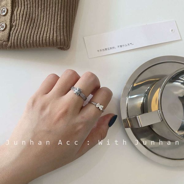 a little / korean ins metal color preserving electroplated bear set feminine temperament sweet ring, Black
a little / korean ins metal color preserving electroplated bear set feminine temperament sweet ring, Black