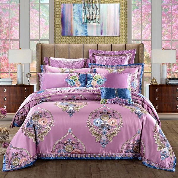 bedding sets luxury purple silk jacquard egyptian cotton set blooming flowers duvet cover embroidery bed sheet bedspread pillowcases
bedding sets luxury purple silk jacquard egyptian cotton set blooming flowers duvet cover embroidery bed sheet bedspread pillowcases