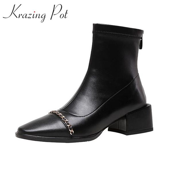 boots krazing pot cow leather basic cboots round toe winter 2021 chic zipper med heels big size metal chains high fashion ankle, Black
boots krazing pot cow leather basic cboots round toe winter 2021 chic zipper med heels big size metal chains high fashion ankle, Black