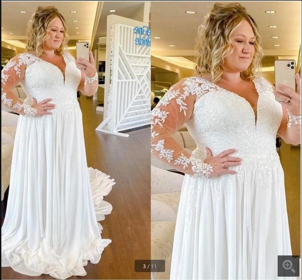 2021 new arrival white chiffon a line wedding dress long sleeve lace appliques beaded v neckline bride dresses plus size formal court train
2021 new arrival white chiffon a line wedding dress long sleeve lace appliques beaded v neckline bride dresses plus size formal court train