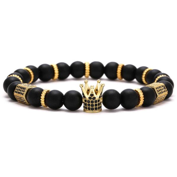 8mm black matte onyx stone beads crown king charm bracelet for men women, Golden;silver
8mm black matte onyx stone beads crown king charm bracelet for men women, Golden;silver