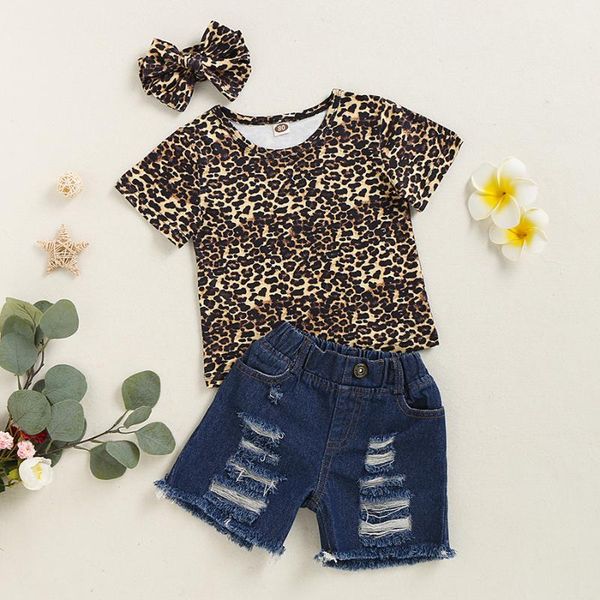 clothing sets leopard short sleeve t-shirt + perforated denim shorts headband 3 pcs suit baby girls 2021 girls' summer clothes set, White
clothing sets leopard short sleeve t-shirt + perforated denim shorts headband 3 pcs suit baby girls 2021 girls' summer clothes set, White