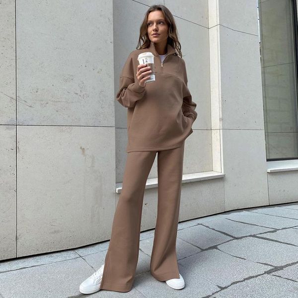 women's two piece pants sweatshirt sets pullover stretch stand collar zipper knitted suit women casual split high waist straight outfit, White
women's two piece pants sweatshirt sets pullover stretch stand collar zipper knitted suit women casual split high waist straight outfit, White