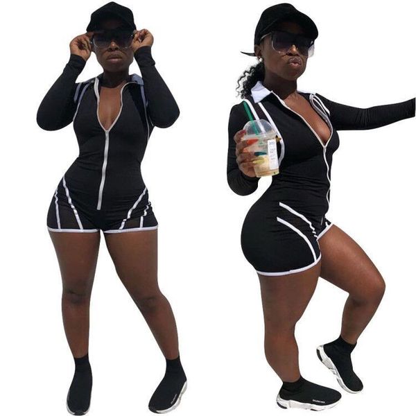 striped solid women tight short jumpsuits zipper v neck long sleeves casual sports playsuits shorts for nightclub 3 colors arrival, Black;white
striped solid women tight short jumpsuits zipper v neck long sleeves casual sports playsuits shorts for nightclub 3 colors arrival, Black;white