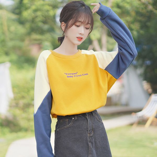 t shirt spring and autumn color block letter long sleeve stitching embroidery girl colorful pullover t shirt women, White
t shirt spring and autumn color block letter long sleeve stitching embroidery girl colorful pullover t shirt women, White