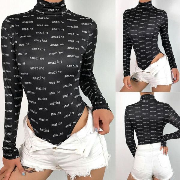 women's jumpsuits & rompers women romper long sleeve bodysuit stretch bodycon turtleneck skinny letter print, Black;white
women's jumpsuits & rompers women romper long sleeve bodysuit stretch bodycon turtleneck skinny letter print, Black;white