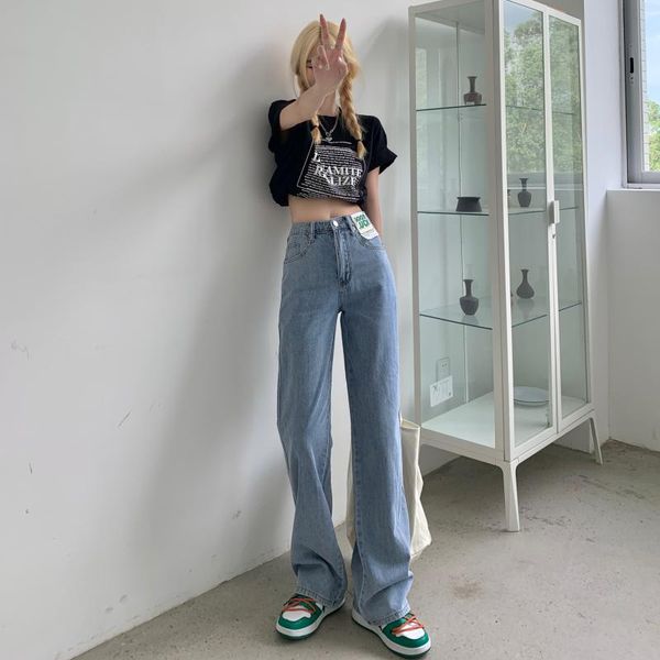 women's jeans spring autumn woman high waist loose straight wide legs simple fashion casual sweet cool all-match mopping pants, Blue
women's jeans spring autumn woman high waist loose straight wide legs simple fashion casual sweet cool all-match mopping pants, Blue