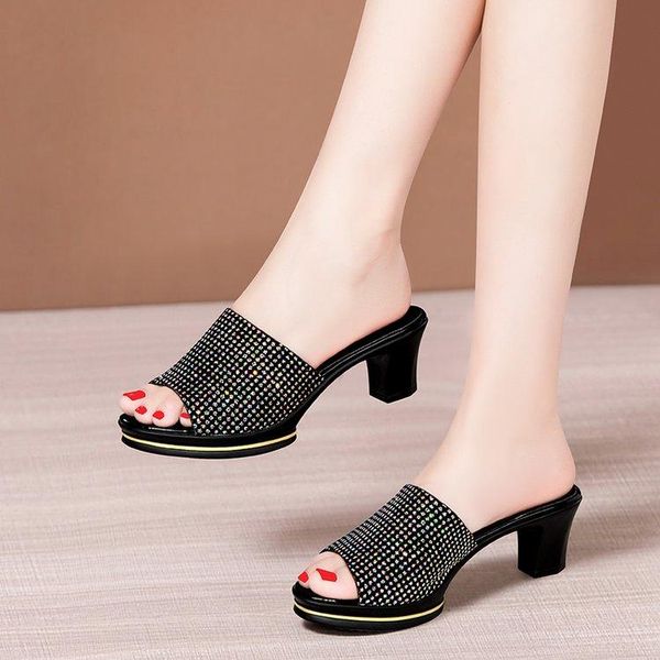 dress shoes sandals women's summer slippers open toe casual breathable thick heel all-around high heels, Black
dress shoes sandals women's summer slippers open toe casual breathable thick heel all-around high heels, Black