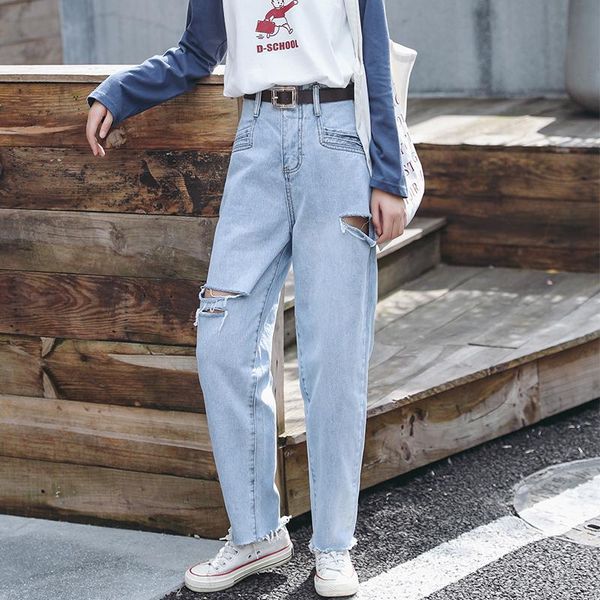 women's jeans 2021 autumn chic long trousers fashionable hole casual loose pants straight female, Blue
women's jeans 2021 autumn chic long trousers fashionable hole casual loose pants straight female, Blue