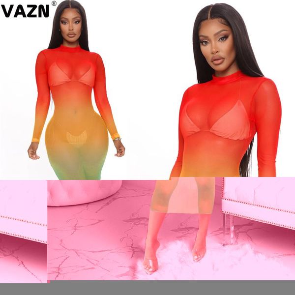 fashion 2021 summer lady gradient colors mid-calf dress fulls leeve o-neck pullover see-through gauzy casual dresses, Black;gray
fashion 2021 summer lady gradient colors mid-calf dress fulls leeve o-neck pullover see-through gauzy casual dresses, Black;gray