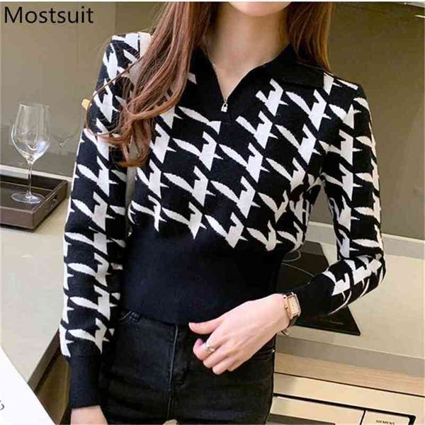houndstooth knitted crop sweaters women full sleeve v-neck short jumpers vintage fashion ladies pullover femme 210513, Black
houndstooth knitted crop sweaters women full sleeve v-neck short jumpers vintage fashion ladies pullover femme 210513, Black