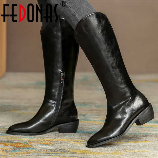 side zipper women shoes fall winter thick heels tight high boots genuine leather working party knee 210528, Black
side zipper women shoes fall winter thick heels tight high boots genuine leather working party knee 210528, Black