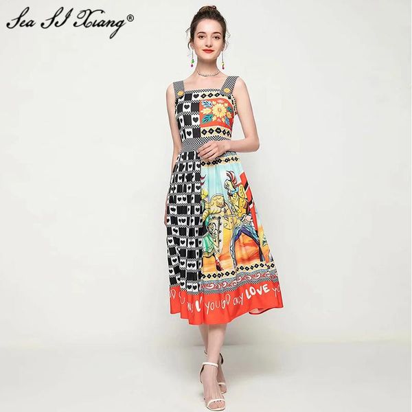 casual dresses seasixing fashion designer summer dress women's spaghetti strap sleeveless vintage love print midi 2021, Black;gray
casual dresses seasixing fashion designer summer dress women's spaghetti strap sleeveless vintage love print midi 2021, Black;gray