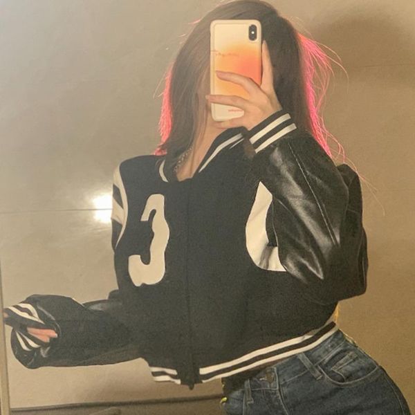 women's jackets xuxi fashion stand collar long sleeve autumn winter 2021 plush black and white stitched leather casual short coat e3481, Black;brown
women's jackets xuxi fashion stand collar long sleeve autumn winter 2021 plush black and white stitched leather casual short coat e3481, Black;brown
