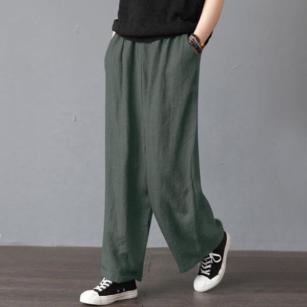 vintage women wide legs pants elastic waist pocketed cotton linen loose casual autumn straight trousers female pantalon women's & capri, Black;white
vintage women wide legs pants elastic waist pocketed cotton linen loose casual autumn straight trousers female pantalon women's & capri, Black;white
