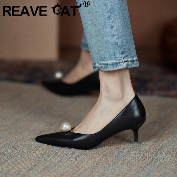 dress shoes reave cat ladies pumps 2021 pointed toe 4.5cm heels genuine leather pearl all-match elegent classic office date summer a3333, Black
dress shoes reave cat ladies pumps 2021 pointed toe 4.5cm heels genuine leather pearl all-match elegent classic office date summer a3333, Black