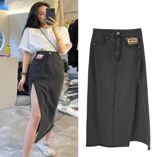 skirts summer long denim skirt women vintage high wasit jeans feminina straight side split a-line pencil saia f10, Black
skirts summer long denim skirt women vintage high wasit jeans feminina straight side split a-line pencil saia f10, Black
