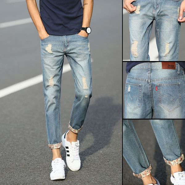 holed 2021 cropped jeans men's elastic slim leggings youth student korean fashion pants, Blue
holed 2021 cropped jeans men's elastic slim leggings youth student korean fashion pants, Blue