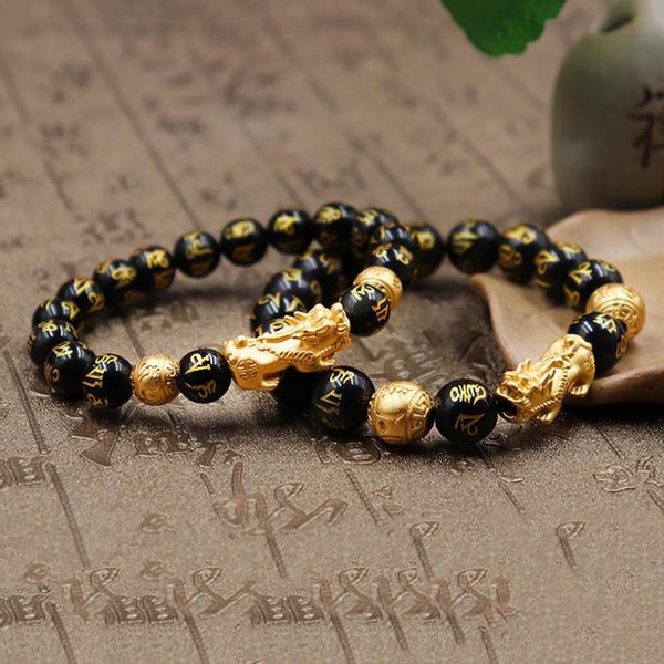 beaded, strands bronze sand gold brave bracelets imitation natural obsidian bracelet 6-character for men and women hsj88, Black
beaded, strands bronze sand gold brave bracelets imitation natural obsidian bracelet 6-character for men and women hsj88, Black