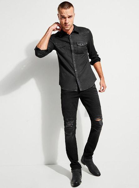 men jeans shirt american casual long sleeve washed handsome cotton denim shirts fashion men's, White;black
men jeans shirt american casual long sleeve washed handsome cotton denim shirts fashion men's, White;black