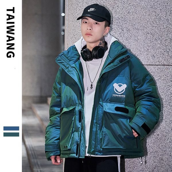 taiwang men's large pocket cotton padded clothes winter coat tide brand loose printing color changing, Black;white
taiwang men's large pocket cotton padded clothes winter coat tide brand loose printing color changing, Black;white