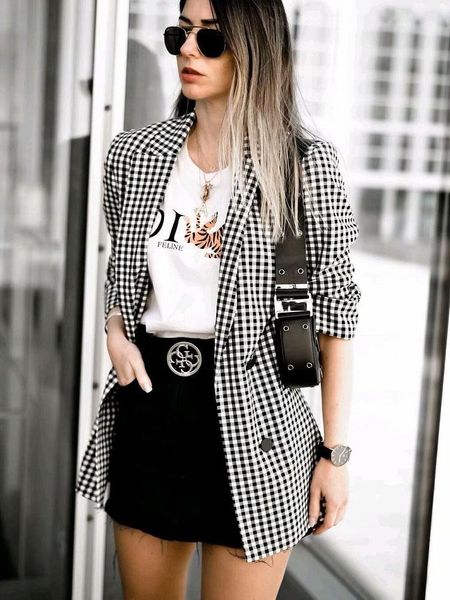 women's suits & blazers fashion bsk vintage women plaid notched blazer elegant office lady work-wear casual female outfits casaco, White;black
women's suits & blazers fashion bsk vintage women plaid notched blazer elegant office lady work-wear casual female outfits casaco, White;black
