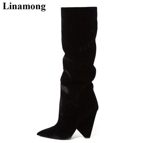 boots 2021 est black pointed toe and high heel over-the-knee long spring autumn test women shoes