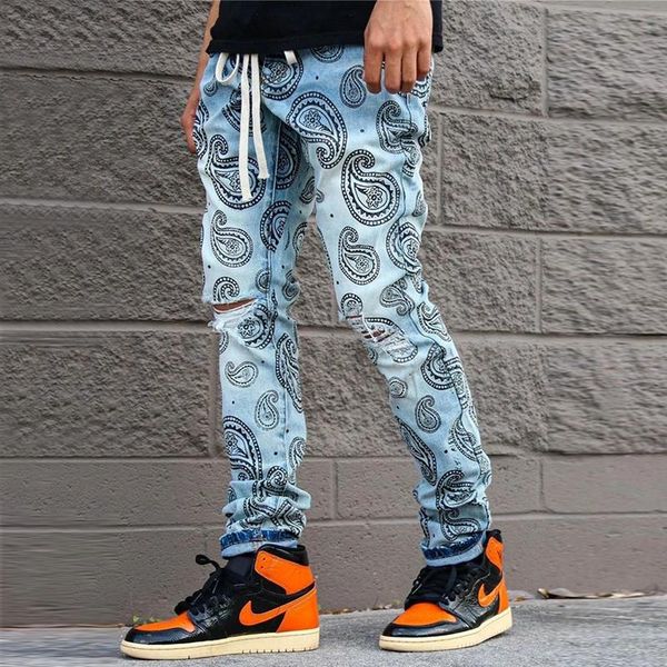 men's jeans printed autumn fashion sweatpants men hole denim trousers casual ripped slim fit streetwear male pencil pants, Blue
men's jeans printed autumn fashion sweatpants men hole denim trousers casual ripped slim fit streetwear male pencil pants, Blue