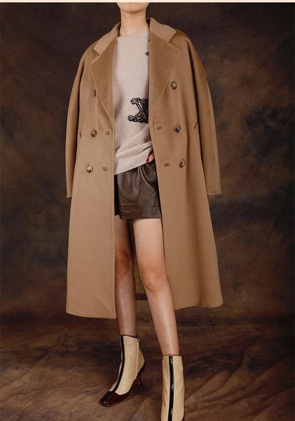 women's wool & blends cashmere camel trendy casual style female double breasted v-neck streetwear coat for women, Black
women's wool & blends cashmere camel trendy casual style female double breasted v-neck streetwear coat for women, Black