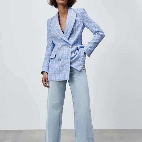 womens vintage plaid double breasted tweed blazers coat women elegant office ladies long sleeve female outerwear blaser, White;black
womens vintage plaid double breasted tweed blazers coat women elegant office ladies long sleeve female outerwear blaser, White;black