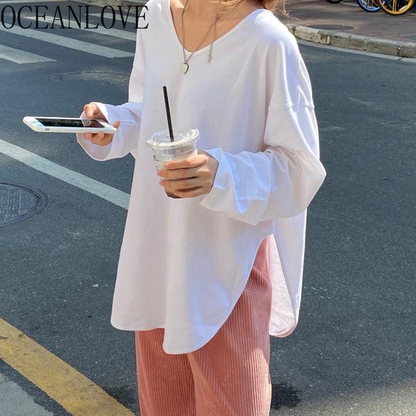women's t-shirt oceanlove white woman t shirt solid loose 2021 spring vintage long sleeve mujer camisetas korean v neck 19942
women's t-shirt oceanlove white woman t shirt solid loose 2021 spring vintage long sleeve mujer camisetas korean v neck 19942