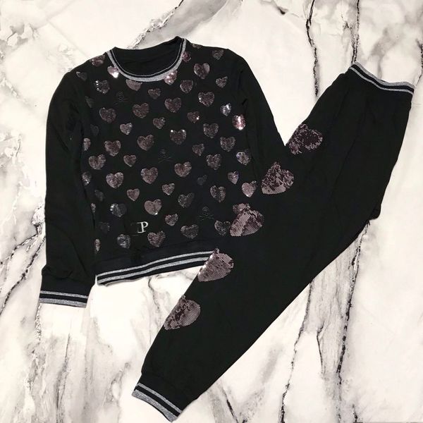 women's two piece pants 2021 clothing of parts the casual neck long sleeve embroidered sequins heart pattern cotton pieces together, White
women's two piece pants 2021 clothing of parts the casual neck long sleeve embroidered sequins heart pattern cotton pieces together, White