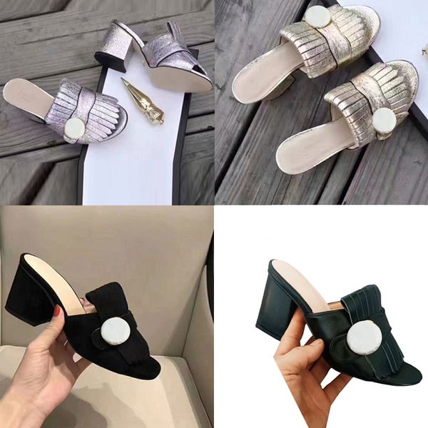 2021classic designer women half slippers cowhide 100% leather suede thick heels metal slides woman shoe beach lazy sandals high heeled shoes, Black
2021classic designer women half slippers cowhide 100% leather suede thick heels metal slides woman shoe beach lazy sandals high heeled shoes, Black
