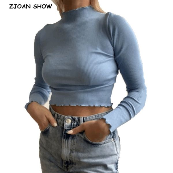 streetwear wood ears ruffles high collar rib knitting crop t-shirt woman slim fit t basic tee casual 5 colors 210429, White
streetwear wood ears ruffles high collar rib knitting crop t-shirt woman slim fit t basic tee casual 5 colors 210429, White