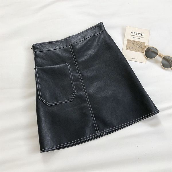 spring autumn women's skirt retro hong kong style solid color single-pocket leather high-waist a-line s gx486 210507, Black
spring autumn women's skirt retro hong kong style solid color single-pocket leather high-waist a-line s gx486 210507, Black