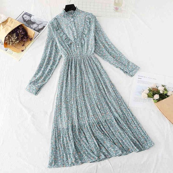 elegant stand collar floral print midi dress women vintage long sleeve vestido casual chiffon pleated dress ruffles party dress 210521, Black;gray
elegant stand collar floral print midi dress women vintage long sleeve vestido casual chiffon pleated dress ruffles party dress 210521, Black;gray