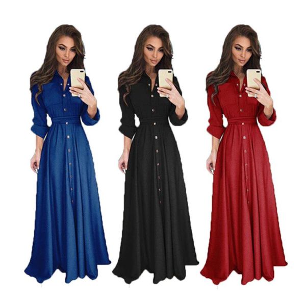 party dresses autumn and winter women long dress casual sleeve slim ladies fashion botton maxi, White;black
party dresses autumn and winter women long dress casual sleeve slim ladies fashion botton maxi, White;black