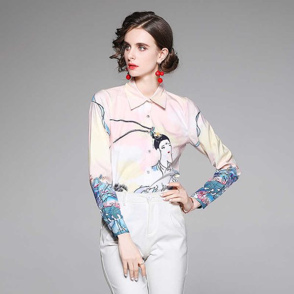 women spring designer elegant personality print blouse shirt female fashion office party chemise womens blouses 210525, White
women spring designer elegant personality print blouse shirt female fashion office party chemise womens blouses 210525, White