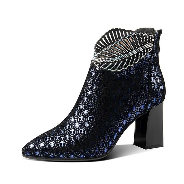 boots spring and autumn leather high-heeled ladies thick heel short rhinestone plus velvet size single, Black
boots spring and autumn leather high-heeled ladies thick heel short rhinestone plus velvet size single, Black
