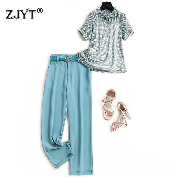 fashion summer office outfits women designers short sleeve geometric chiffon shirt and pants suit 2 piece sets women's two, White
fashion summer office outfits women designers short sleeve geometric chiffon shirt and pants suit 2 piece sets women's two, White