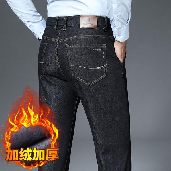 men's jeans 2021 winter brand fitted straight fleece thick warm business casual mid-high waist slim stretch, Blue
men's jeans 2021 winter brand fitted straight fleece thick warm business casual mid-high waist slim stretch, Blue