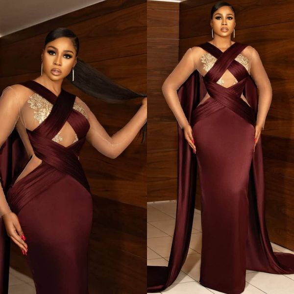 elegant burgundy evening dresses sheer long sleeve celebrity gowns with wrap lace pleat customise vestido de novia, Black;red
elegant burgundy evening dresses sheer long sleeve celebrity gowns with wrap lace pleat customise vestido de novia, Black;red