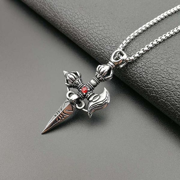 titanium steel red retro punk jewelry of tibetan buddhism magic pestle broken window pendant necklace necklaces, Silver
titanium steel red retro punk jewelry of tibetan buddhism magic pestle broken window pendant necklace necklaces, Silver