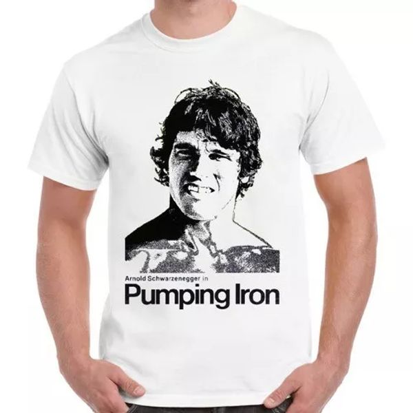 pumping iron 70s bodybuilding movie arnold cool retro t shirt 1050, White;black 
pumping iron 70s bodybuilding movie arnold cool retro t shirt 1050, White;black
