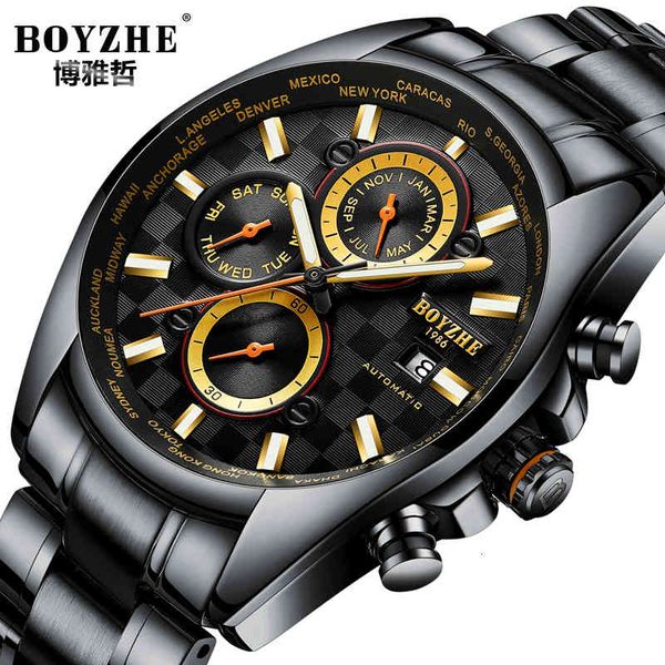 boyzhe business mechanical clocks men chronograph automatic self-wind calendar lighting steel relogio masculino, Slivery;brown
boyzhe business mechanical clocks men chronograph automatic self-wind calendar lighting steel relogio masculino, Slivery;brown
