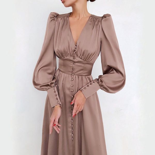 casual dresses women button women lantern sleeve elegant 2021 spring summer dress knee length rcs9, Black;gray
casual dresses women button women lantern sleeve elegant 2021 spring summer dress knee length rcs9, Black;gray