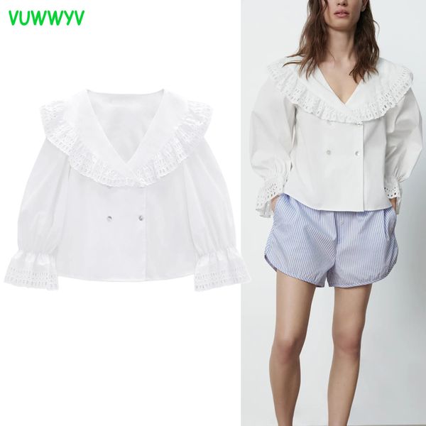 chic white embroidery shirts for women summer casual double breasted button shirt woman long sleeve retro ladies 210430 
chic white embroidery shirts for women summer casual double breasted button shirt woman long sleeve retro ladies 210430