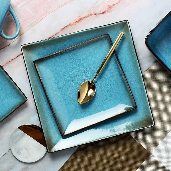 dishes & plates european-style plate dish household square retro blue kiln glazed western bowl cup set steak tablew
dishes & plates european-style plate dish household square retro blue kiln glazed western bowl cup set steak tablew