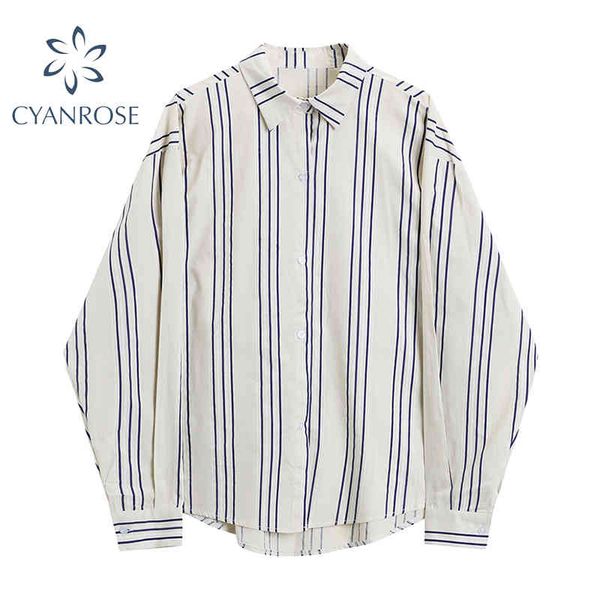 korean striped blouse spring long sleeve bf oversized single breasted lapel shirt female casual streetwear chic ladies 210417, White
korean striped blouse spring long sleeve bf oversized single breasted lapel shirt female casual streetwear chic ladies 210417, White